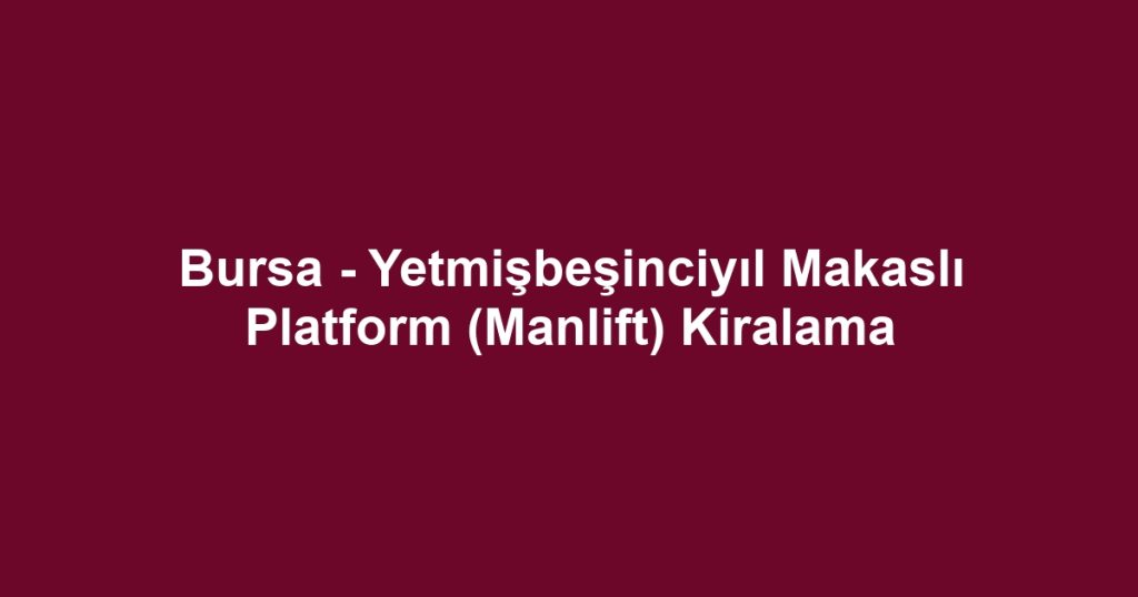 Bursa - Yetmişbeşinciyıl Makaslı Platform (Manlift) Kiralama