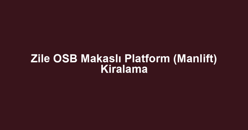 Zile OSB Makaslı Platform (Manlift) Kiralama