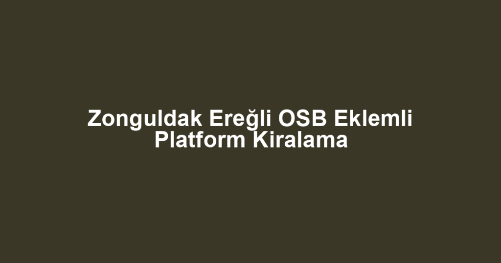 Zonguldak Ereğli OSB Eklemli Platform Kiralama