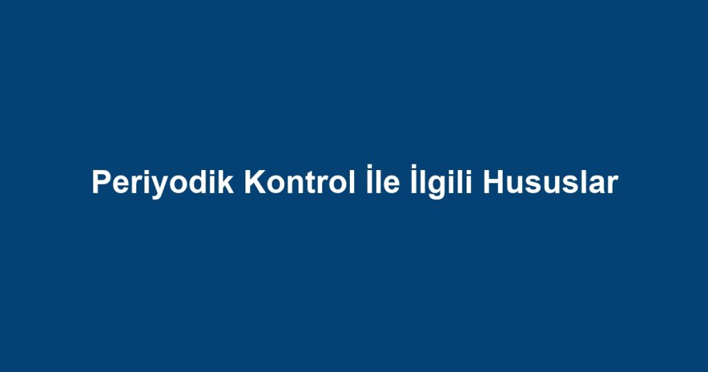 Periyodik Kontrol İle İlgili Hususlar