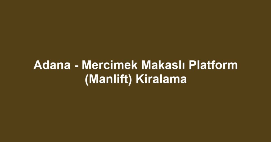 Adana - Mercimek Makaslı Platform (Manlift) Kiralama