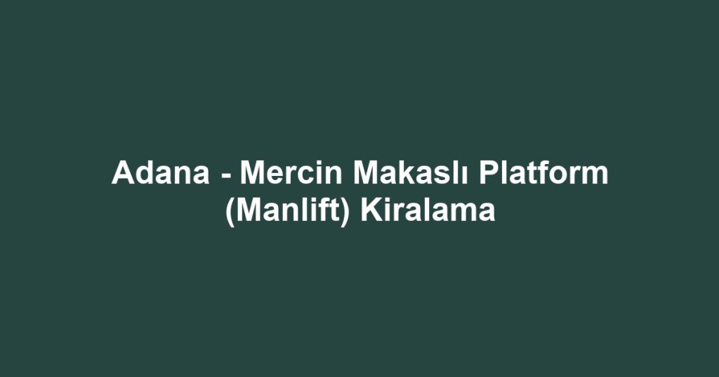 Adana - Mercin Makaslı Platform (Manlift) Kiralama
