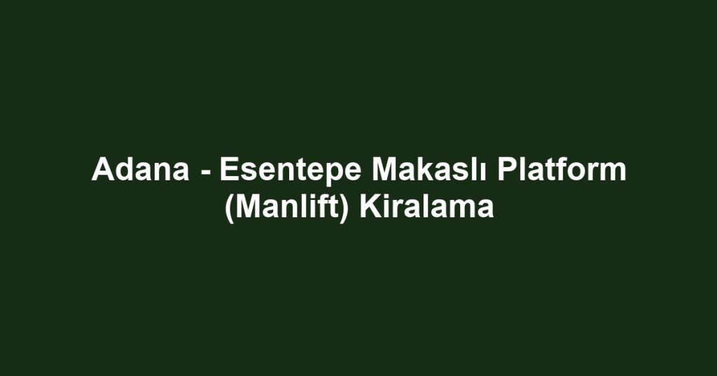 Adana - Esentepe Makaslı Platform (Manlift) Kiralama