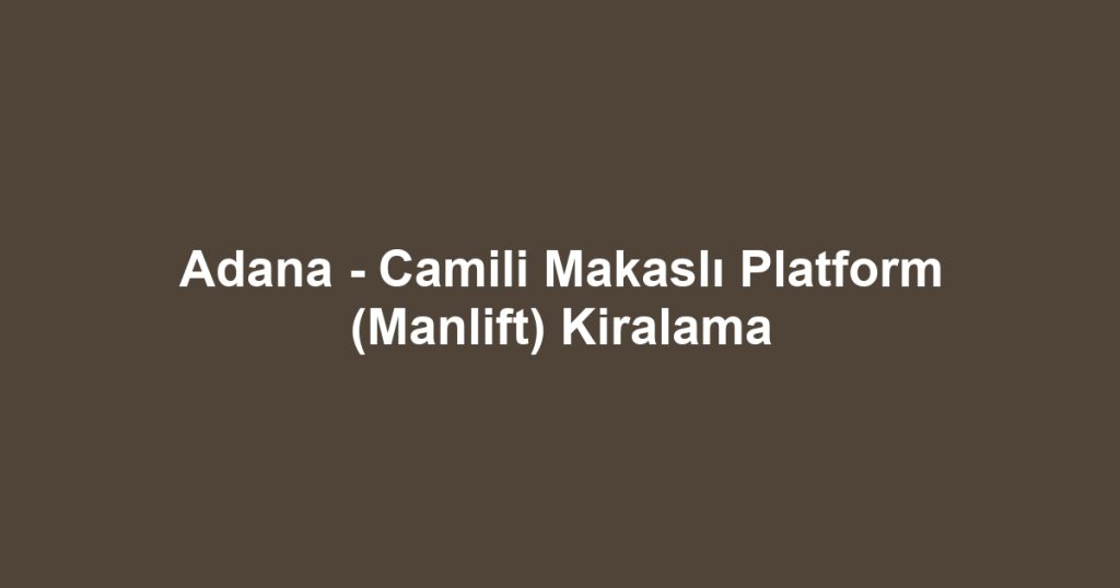 Adana - Camili Makaslı Platform (Manlift) Kiralama