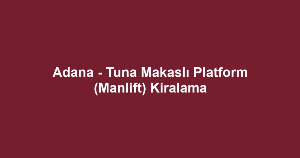 Adana - Tuna Makaslı Platform (Manlift) Kiralama