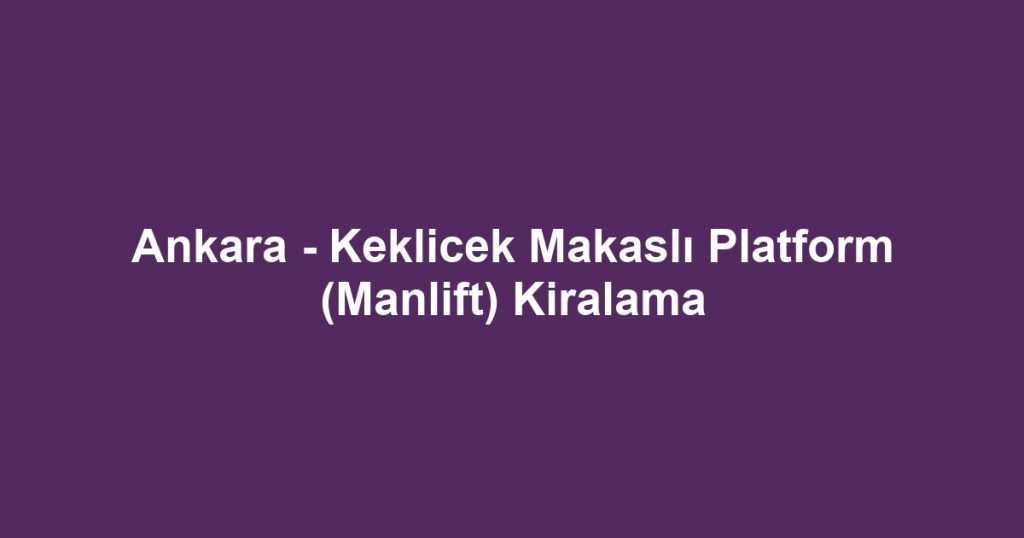 Ankara - Keklicek Makaslı Platform (Manlift) Kiralama