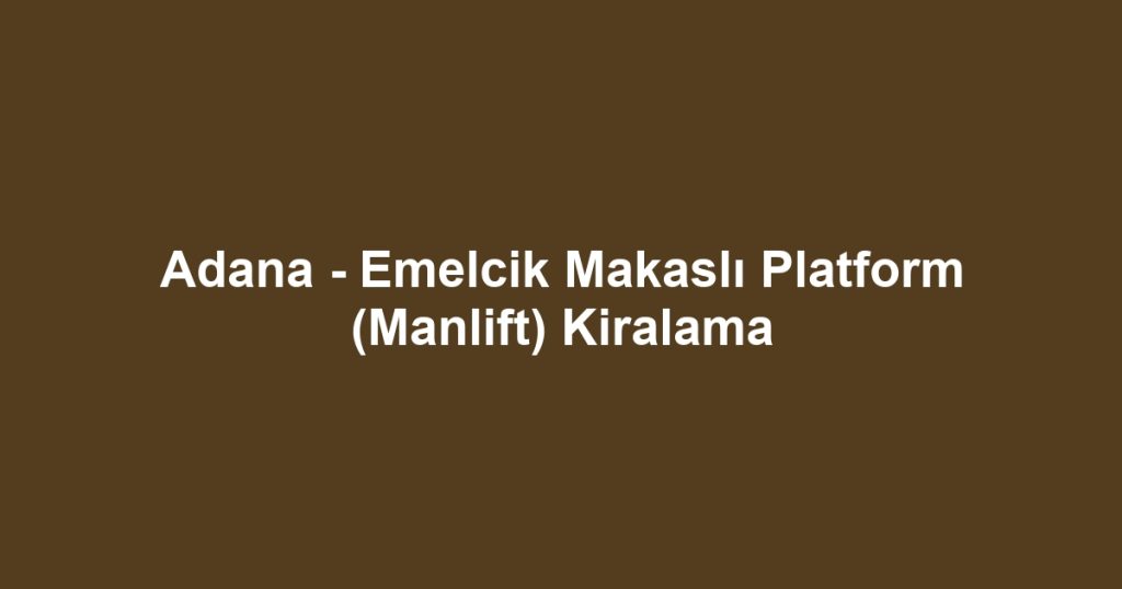 Adana - Emelcik Makaslı Platform (Manlift) Kiralama