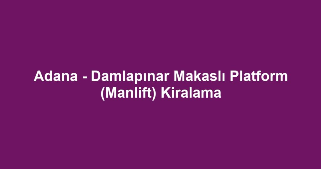 Adana - Damlapınar Makaslı Platform (Manlift) Kiralama