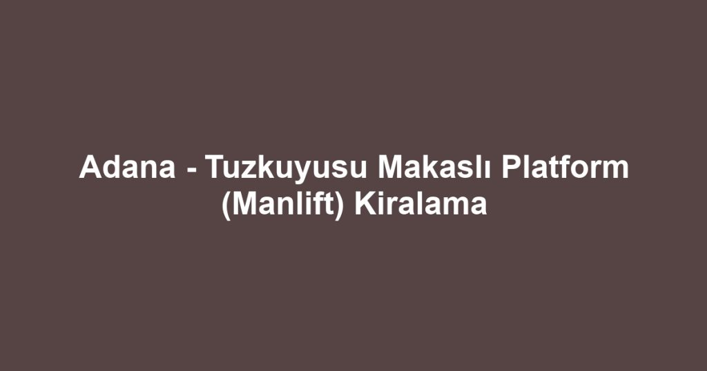 Adana - Tuzkuyusu Makaslı Platform (Manlift) Kiralama