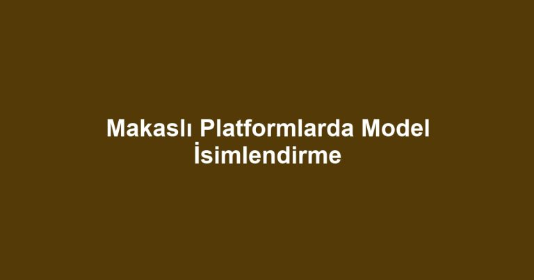 Makaslı Platformlarda Model İsimlendirme