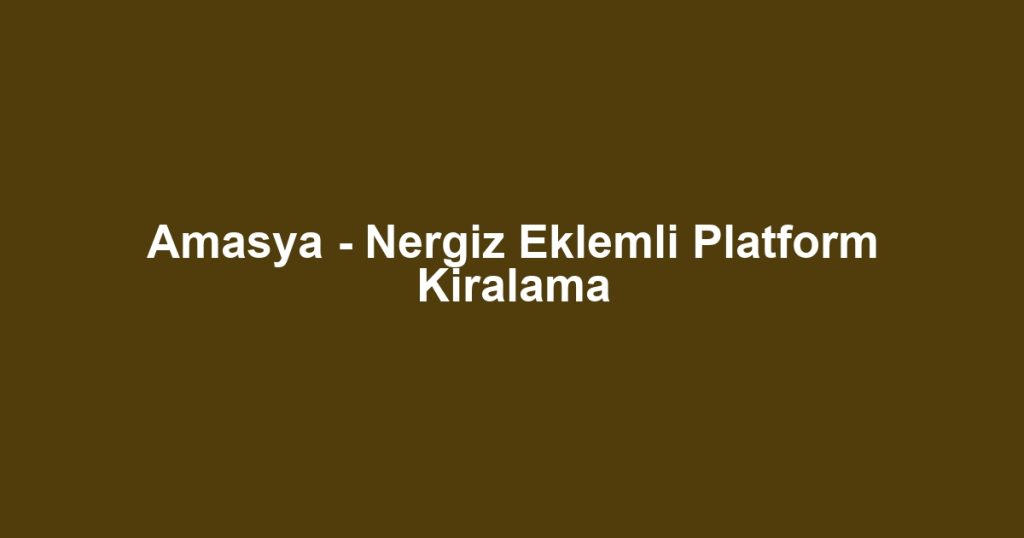 Amasya - Nergiz Eklemli Platform Kiralama