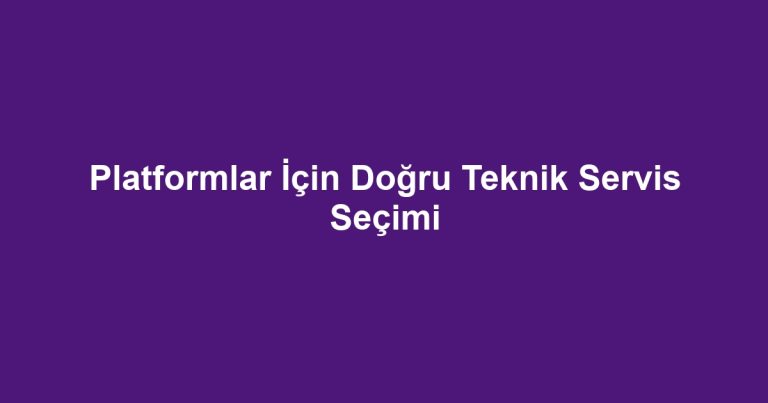 Platformlar İçin Doğru Teknik Servis Seçimi