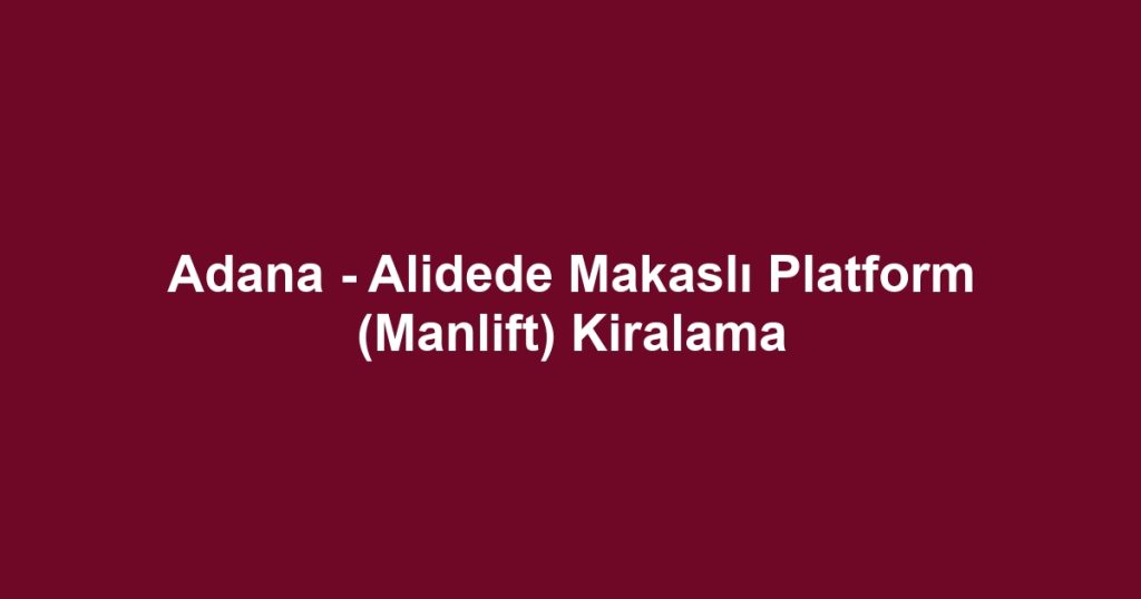 Adana - Alidede Makaslı Platform (Manlift) Kiralama