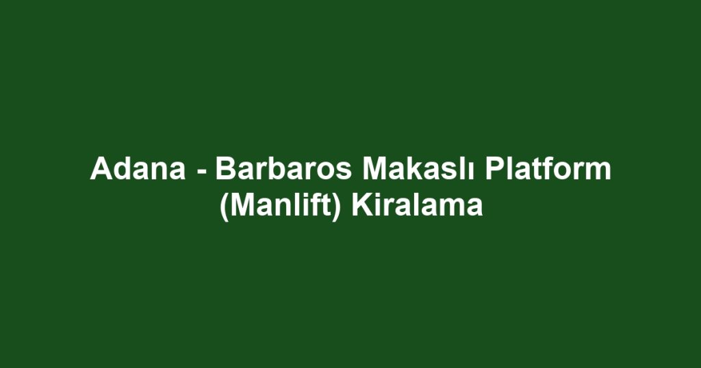 Adana - Barbaros Makaslı Platform (Manlift) Kiralama