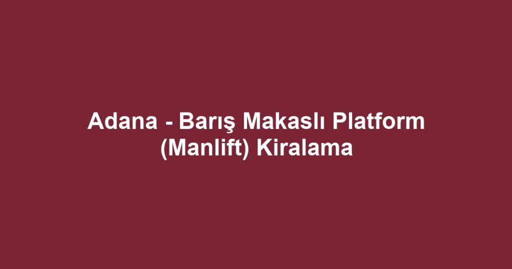 Adana - Barış Makaslı Platform (Manlift) Kiralama