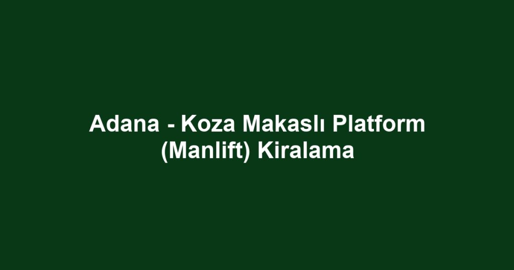 Adana - Koza Makaslı Platform (Manlift) Kiralama
