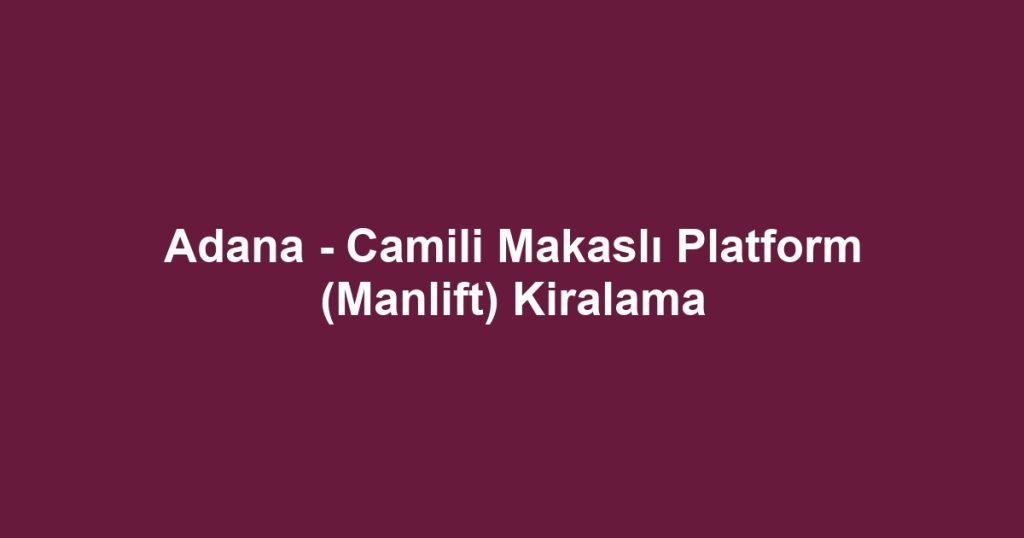 Adana - Camili Makaslı Platform (Manlift) Kiralama