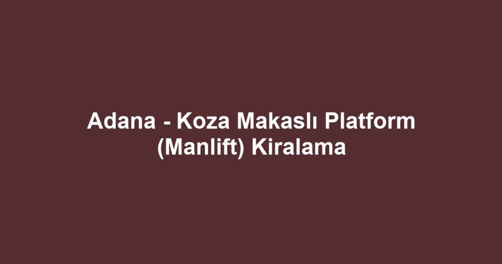 Adana - Koza Makaslı Platform (Manlift) Kiralama