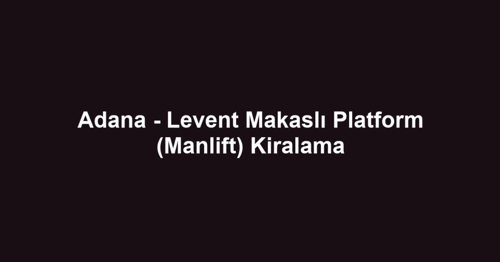 Adana - Levent Makaslı Platform (Manlift) Kiralama